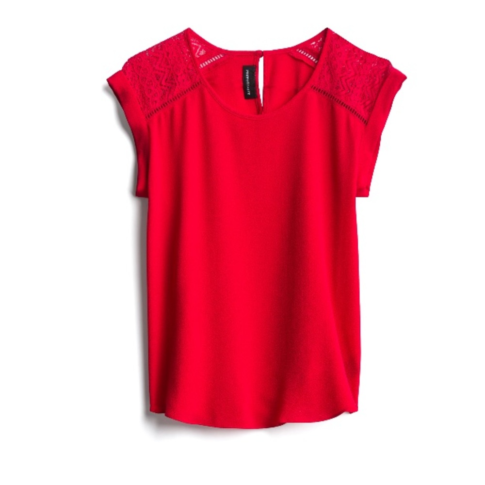 NWT • STITCHFIX RED DETAIL LACE BLOUSE